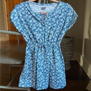 Lands' End Blue Floral Dress: Girls XS